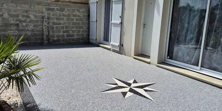 creation terrasse et escaliers en tapis de pierre marne
